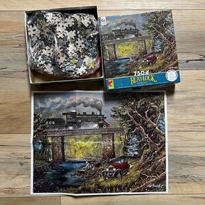"Fishing Under The Railroad Bridge“ 750 Piece Ceaco Puzzle 24X18 Ted Blaylock